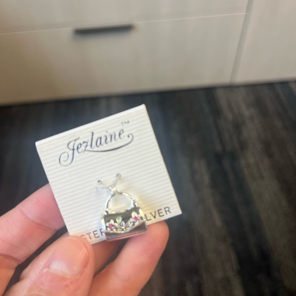 Sterling Silver Purse Charm Bracelet Charm